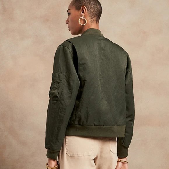 Banana Republic Women's Bomber Jacket size S Earth Green - Picture 4 of 5